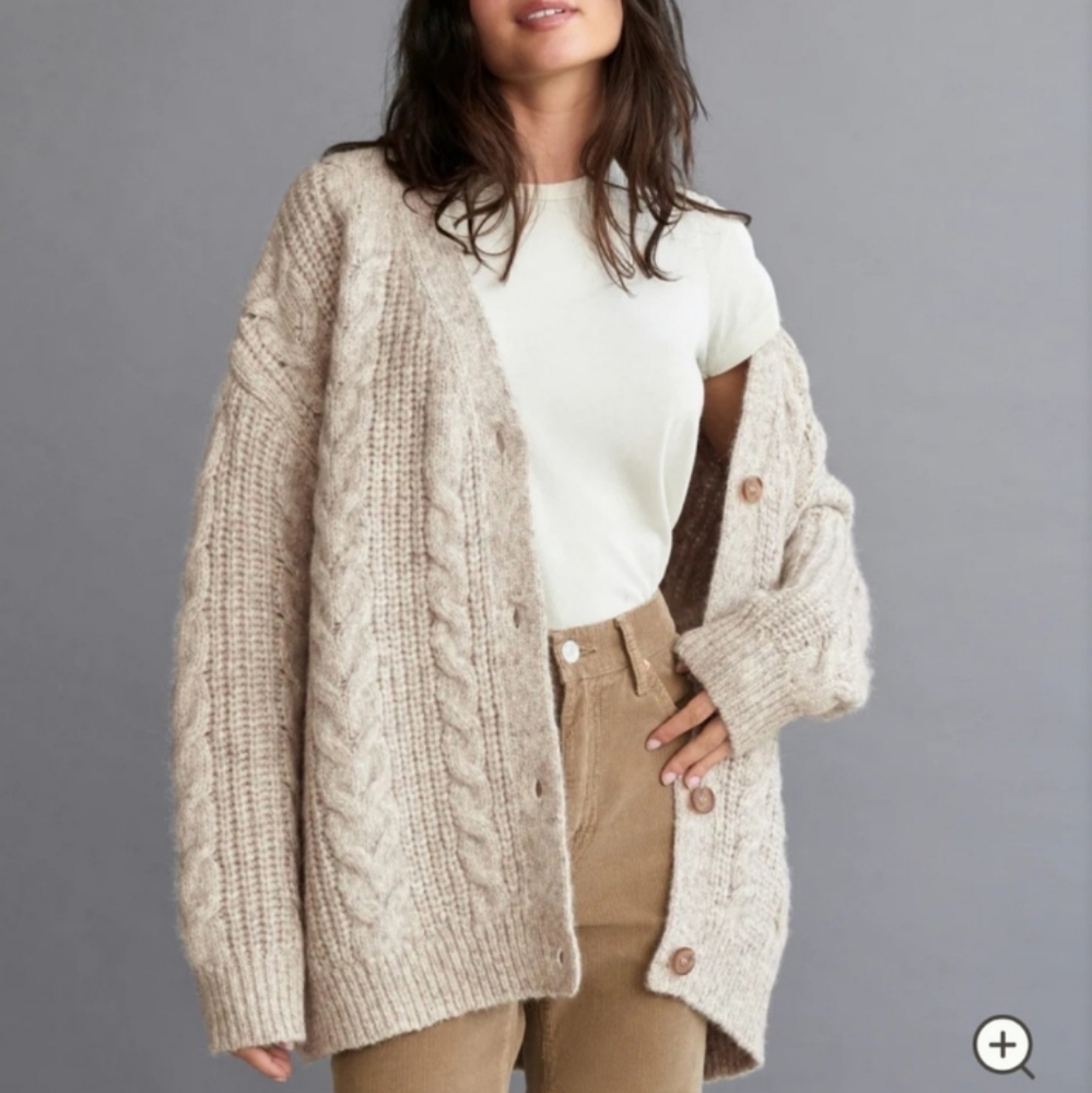 Jenni Kayne Cable Cocoon Cardigan Oatmeal XXL